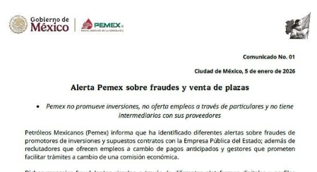Alerta Pemex sobre fraudes y venta de&nbsp;plazas